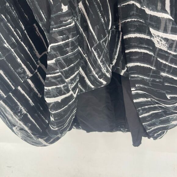 DKNY DKNYC A Line Dress Silk Printed Short Sleeve Key Hole Neck Black Small - Picture 13 of 15